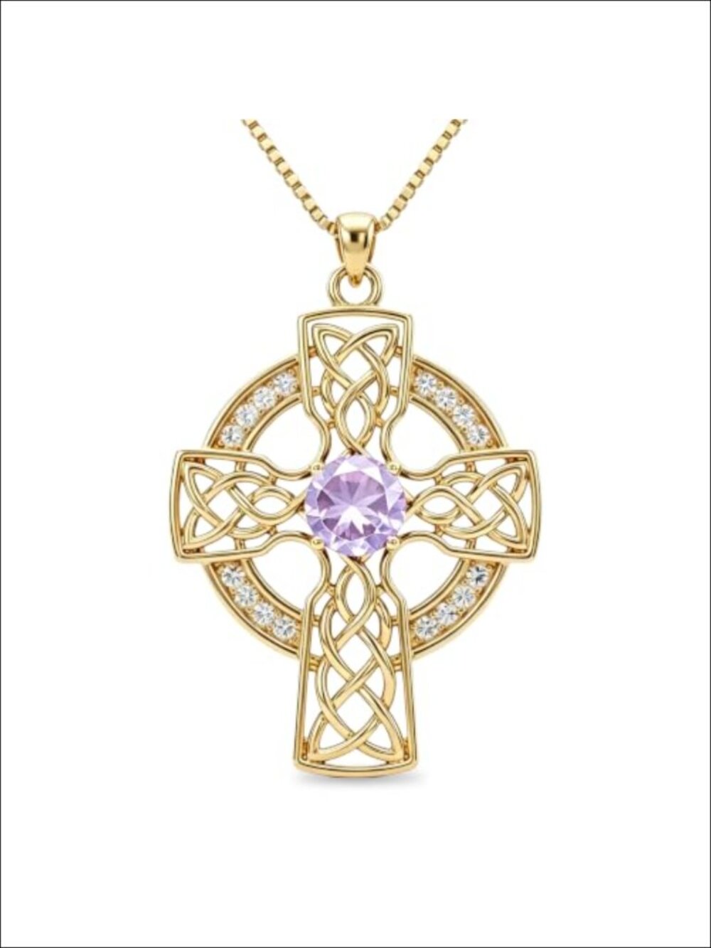 14K Gold Plated Celtic Knotwork Cross Pendant Necklace
